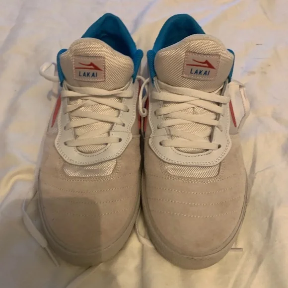 Lakai Skateboard Shoes Cambridge White/Coral Suede size 9.5 - Picture 5 of 6